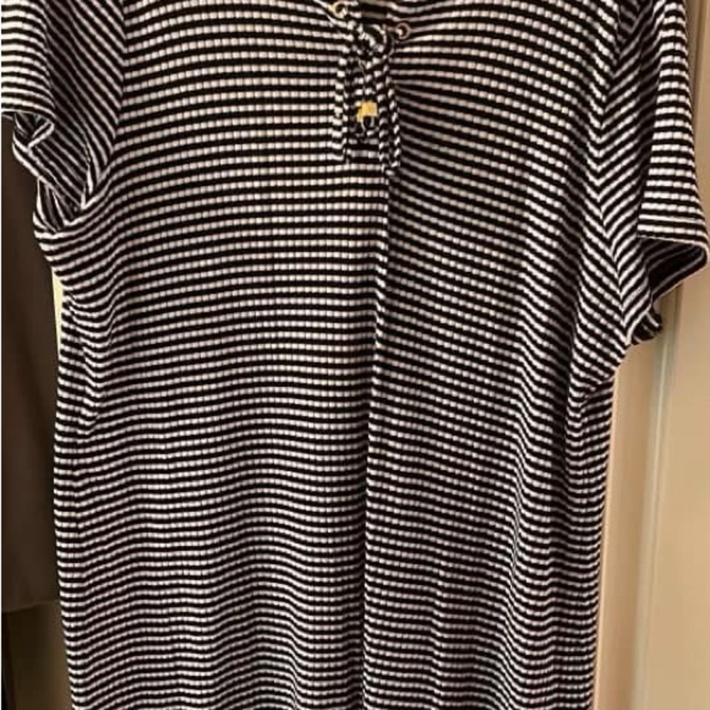 Michael Kors Black and White Striped Mini Dress